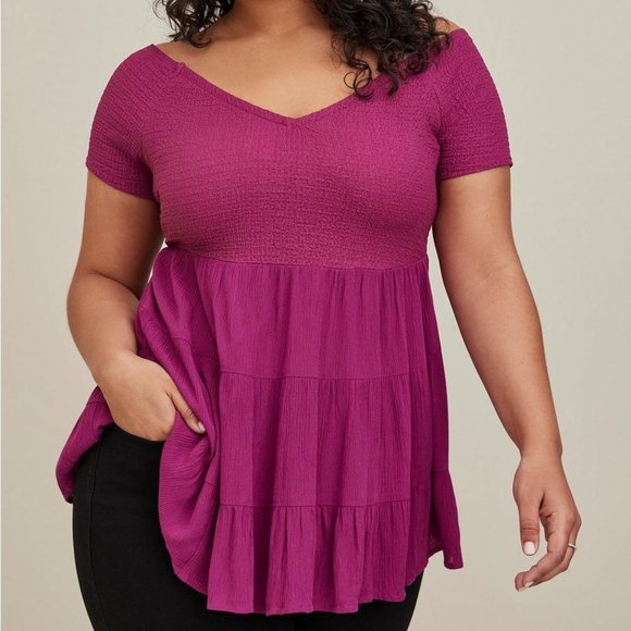 torrid | Tops | Plus Size 3x Torrid Off The Shoulder Pink Top Cute ...